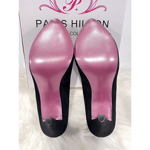 Paris Hilton Black Heels Women Size 9M Amelie Black Suede Platform Pumps Heels - Picture 9 of 10